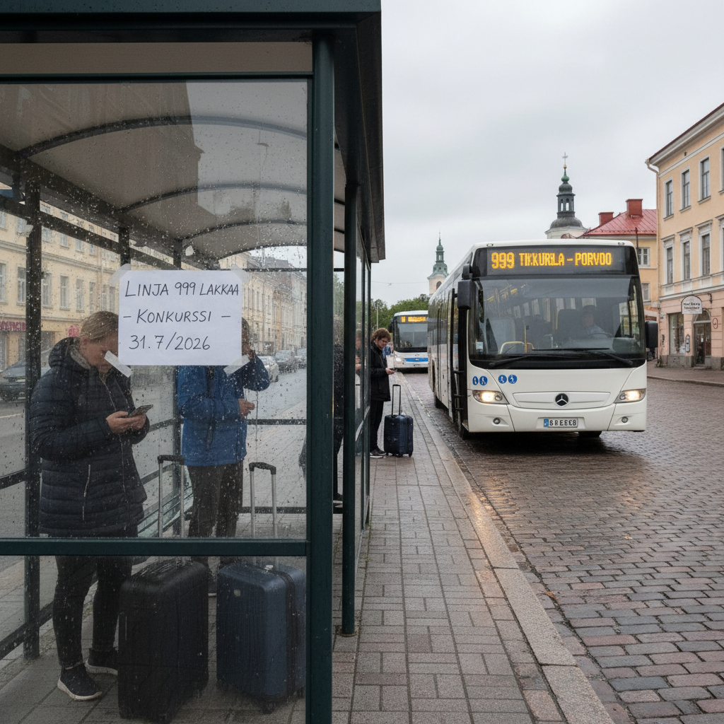 Bussilinja 999 välillä Porvoo–Tikkurila keskeytyy liikennöitsijän konkurssiin