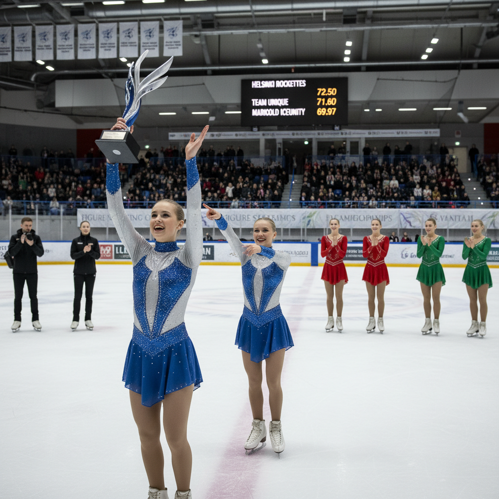 Helsinki Rockettes voittoon muodostelmaluistelun lyhytohjelmassa
