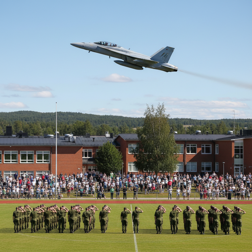 Hornet-hävittäjä suorittaa ylilennon Helsingissä tiistaina