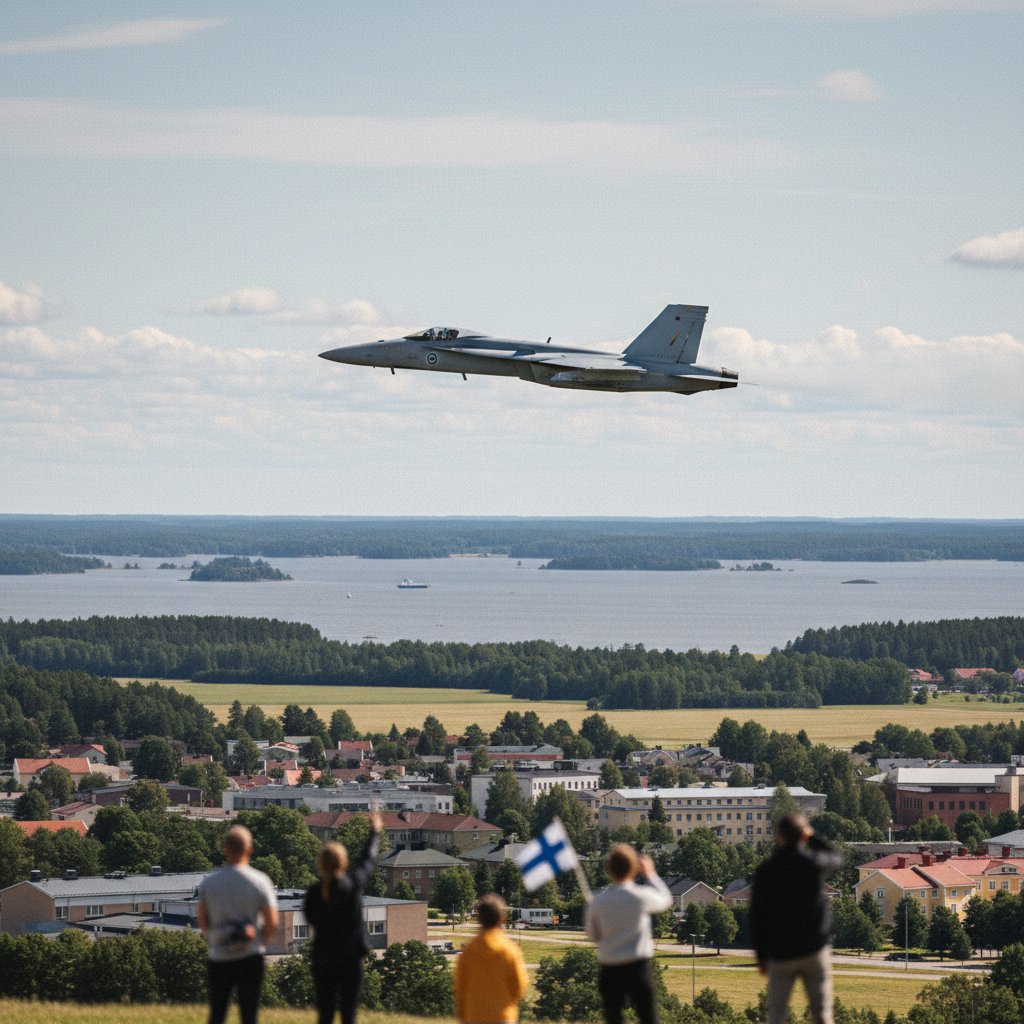 Hornet-hävittäjä tekee ylilennon Kirkkonummella lauantaina