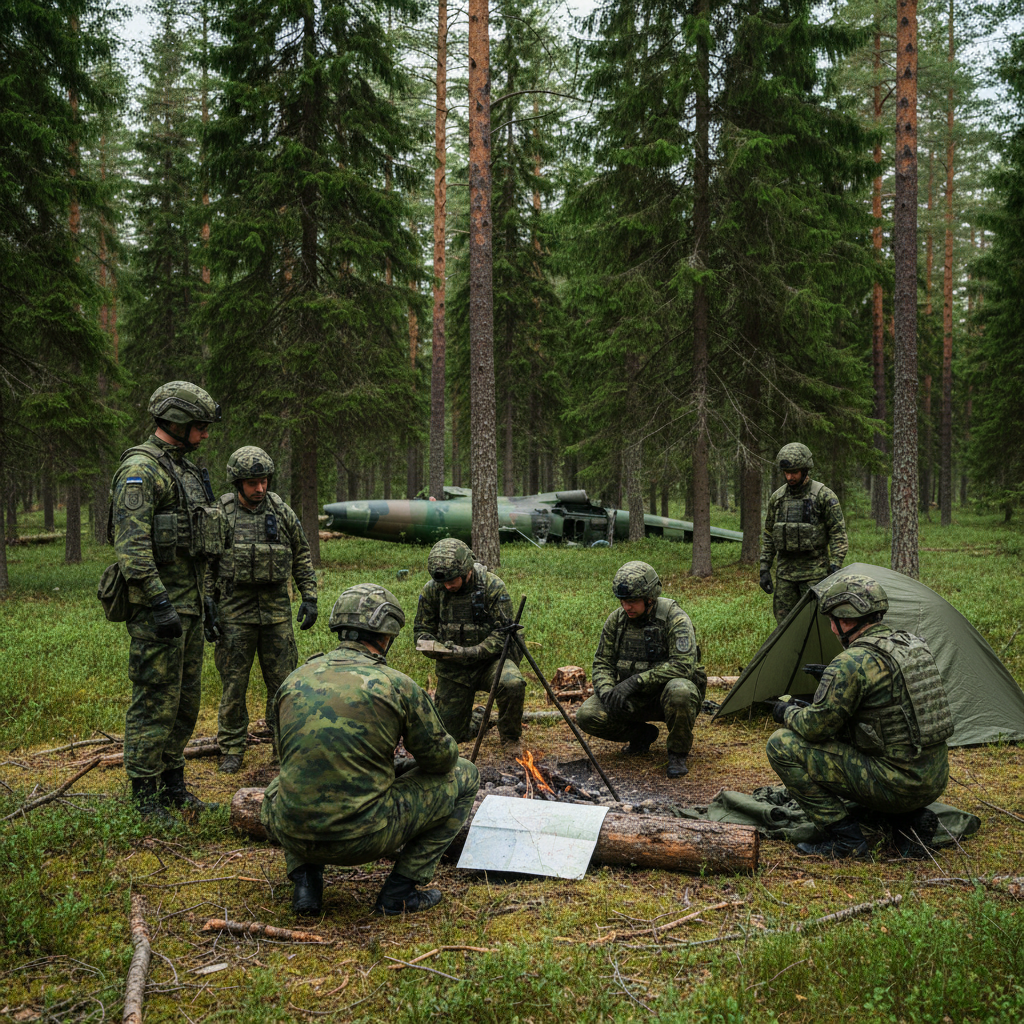 Ilmavoimat harjoittelee pelastautumista Tikkakoskella kesäkuussa