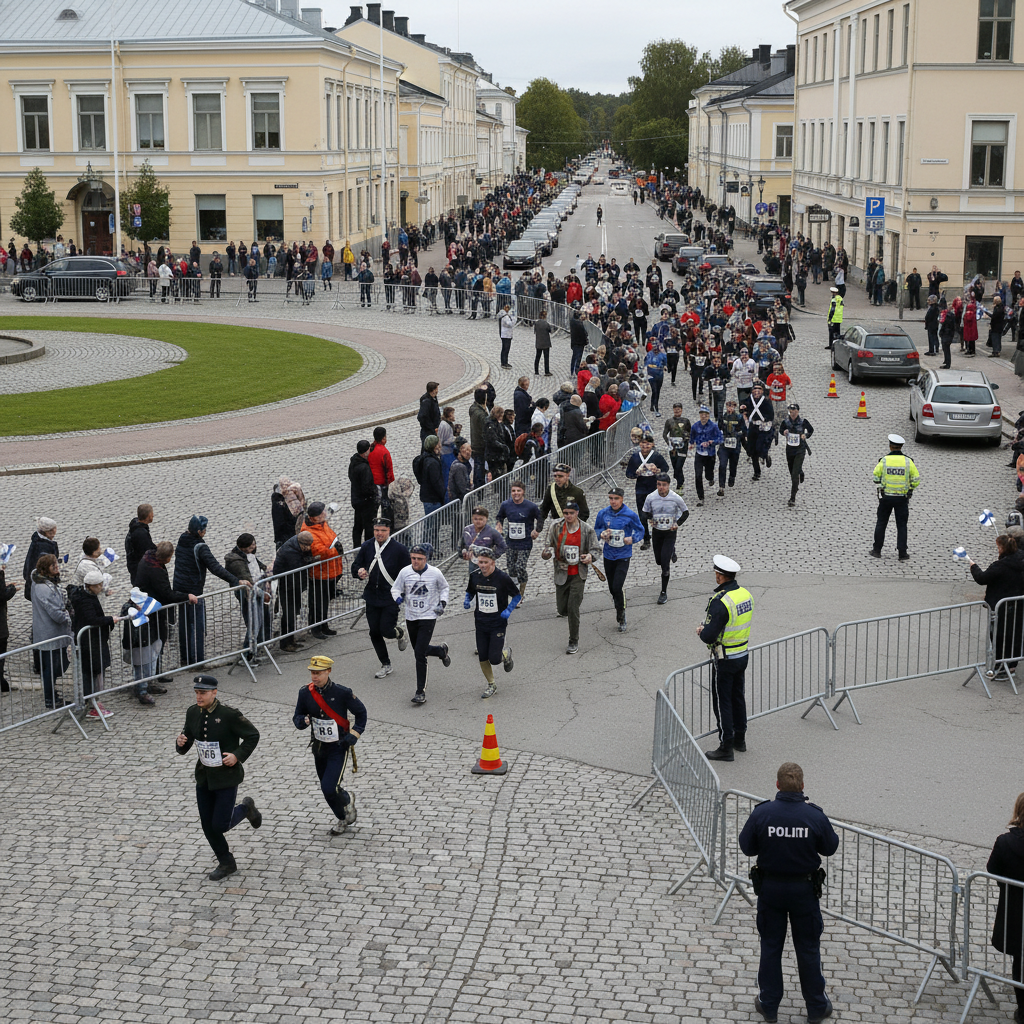 Isoympyräviesti juostaan Haminassa kunkin kurssin perinteiden mukaisesti