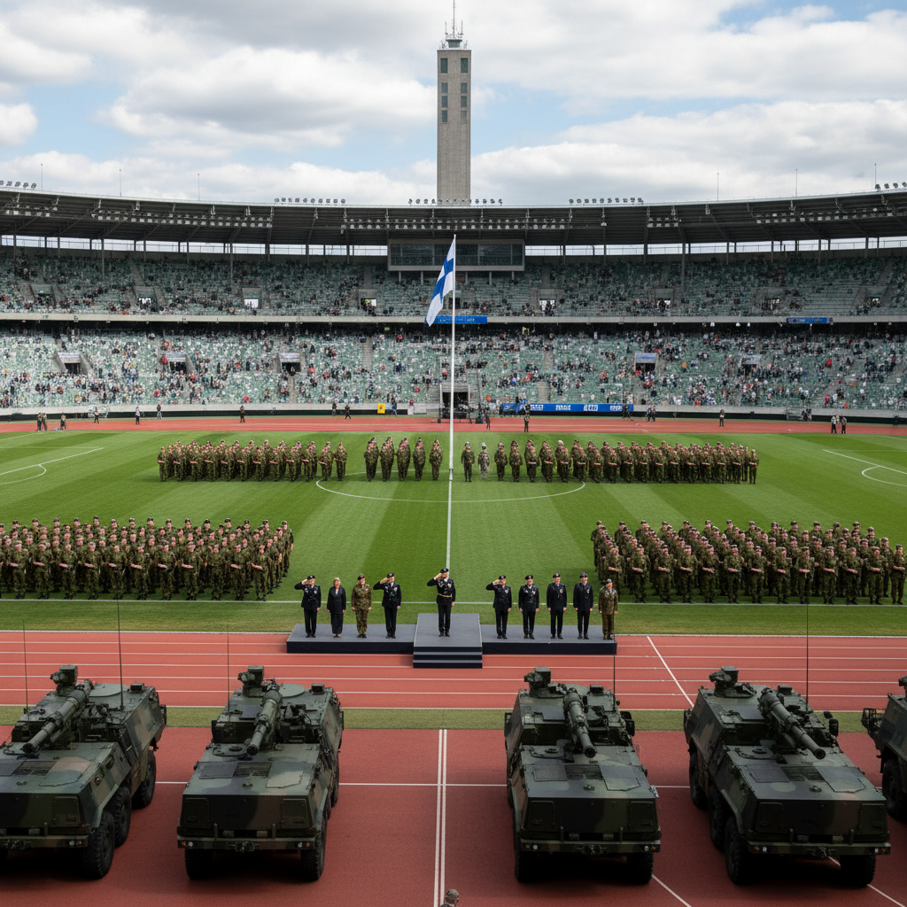 Kaartin jääkärirykmentti vannoo sotilasvalan Olympiastadionilla