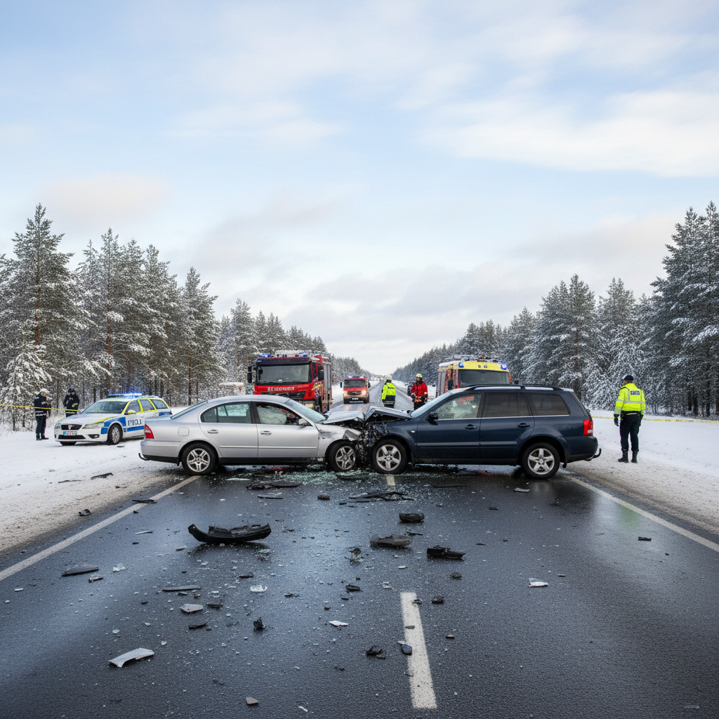 Kaksi henkilöautoa törmäsi valtatiellä 23 Leppävirralla