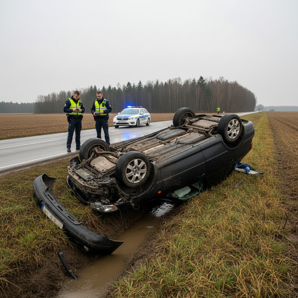 Kortiton kuljettaja ajoi katon kautta ojaan ohitustilanteessa