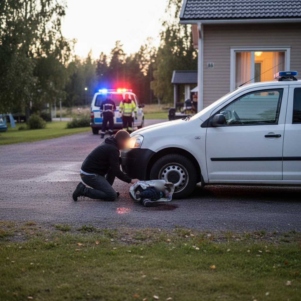 Lapsi loukkaantui vakavasti jäätyään pakettiauton alle Perhossa