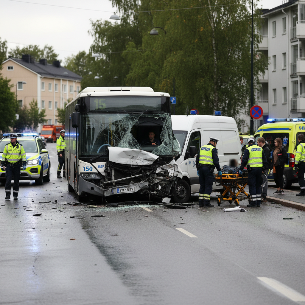 Linja-auto ja pakettiauto kolaroivat Espoossa – yksi loukkaantui