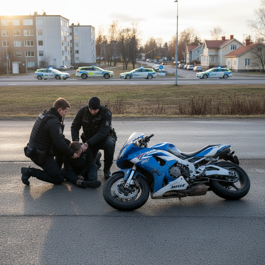 Mies pakeni poliisia anastetulla moottoripyörällä Turussa