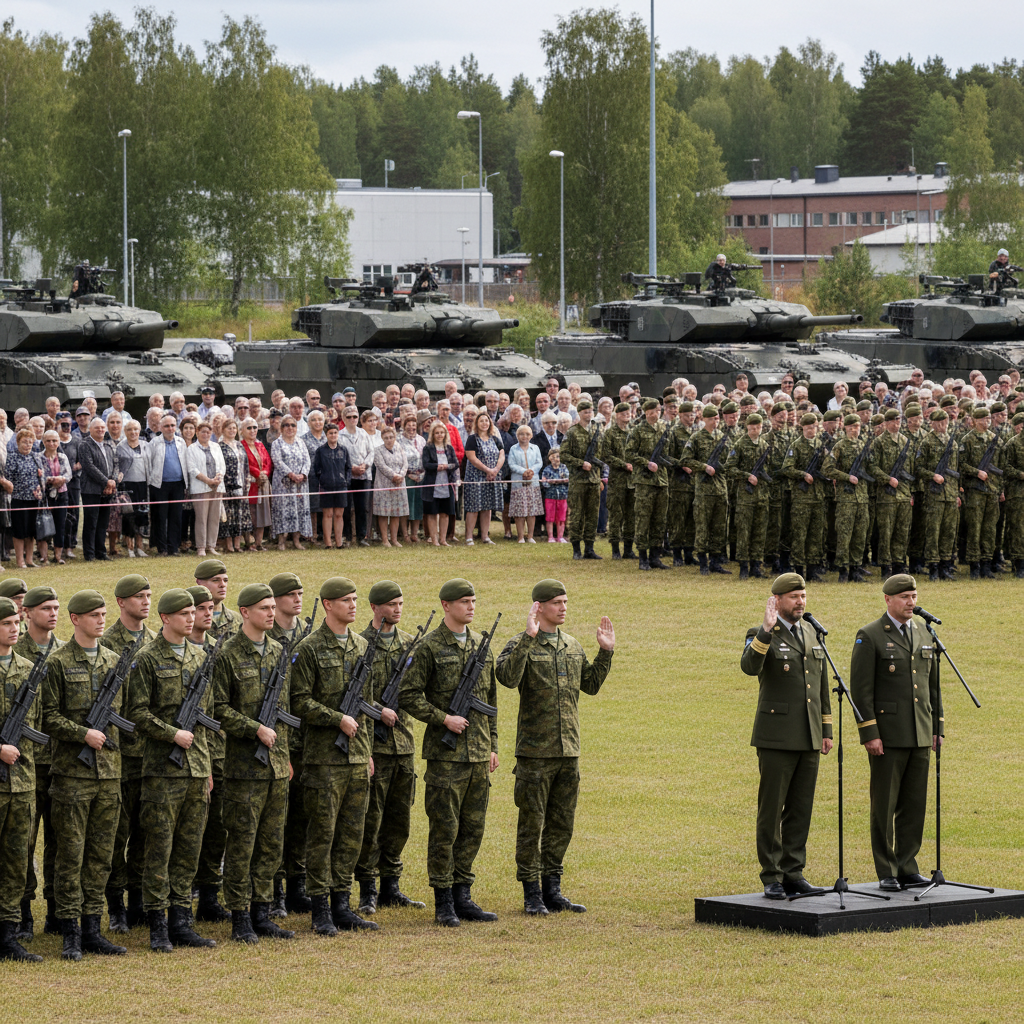 Panssariprikaatin alokkaat vannovat sotilasvalansa Heinolassa ja Parolalla elokuussa