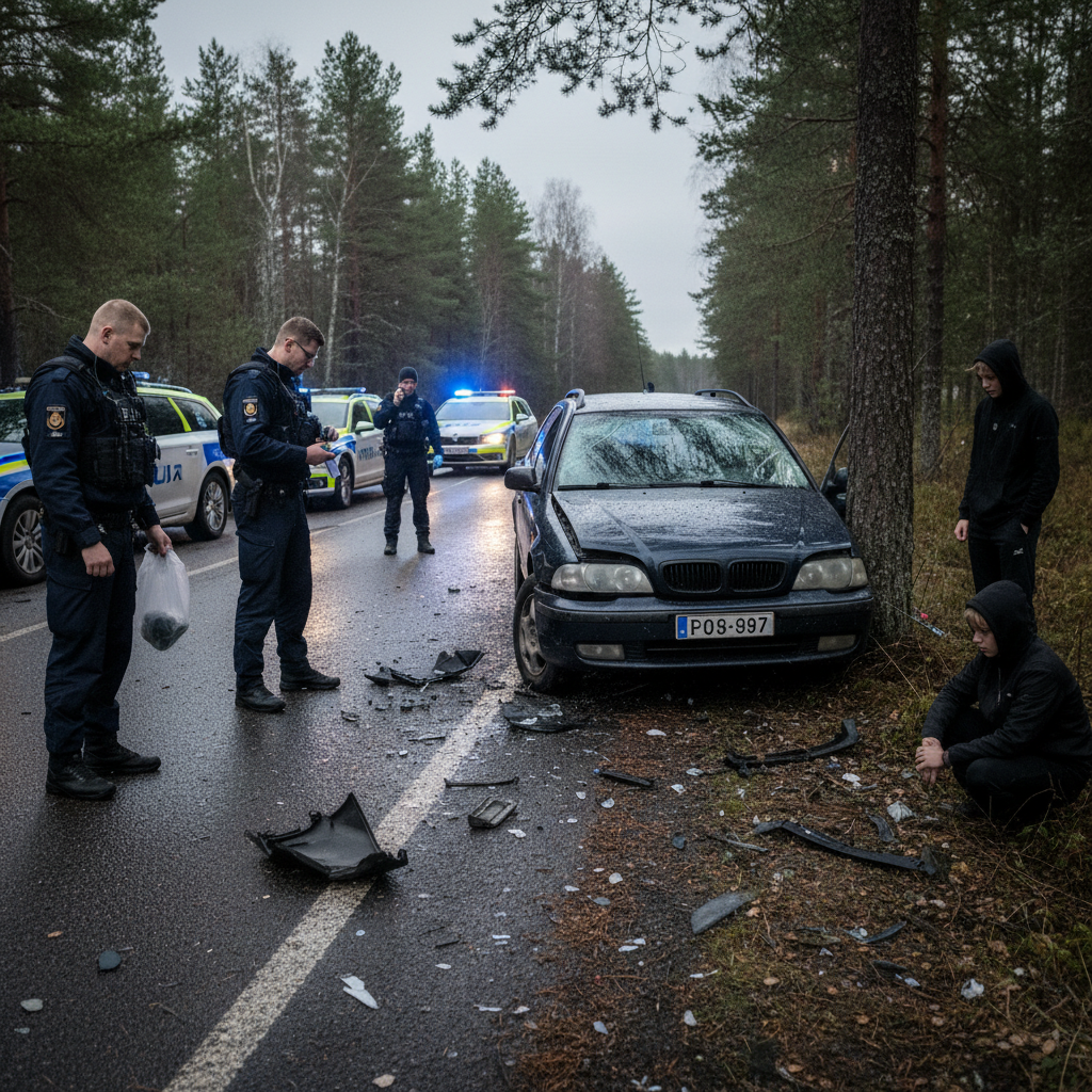 Poliisi etsii kahta nuorta kajaanilaisen liikenneonnettomuuden jäljiltä