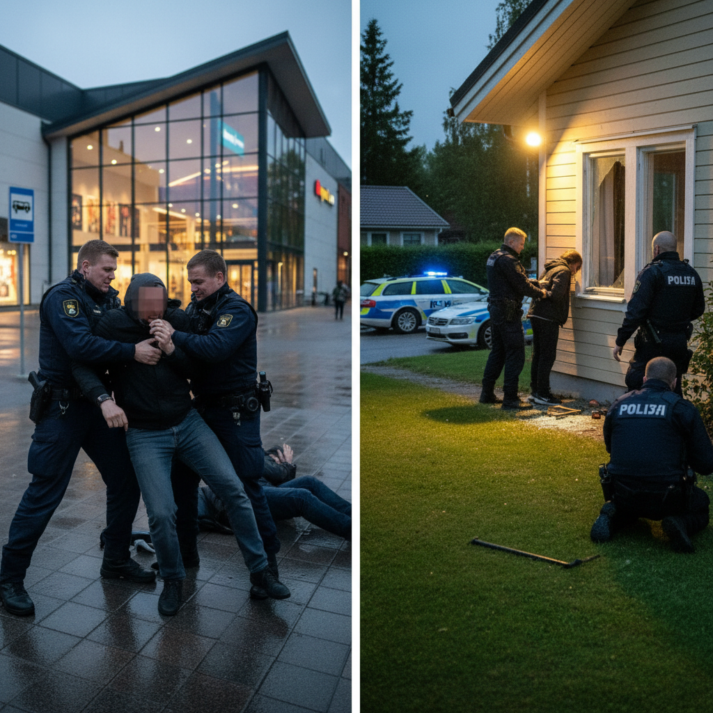 Poliisi otti kiinni väkivaltaisen miehen Espoossa ja murtovarkaita Lohjalla