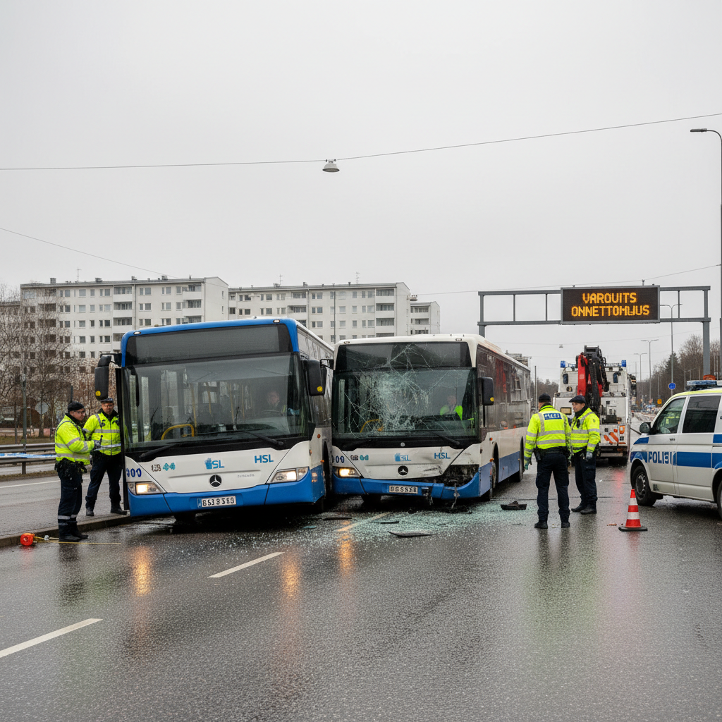 Poliisi tutkii kahden bussin peräänajoa Myllypurossa