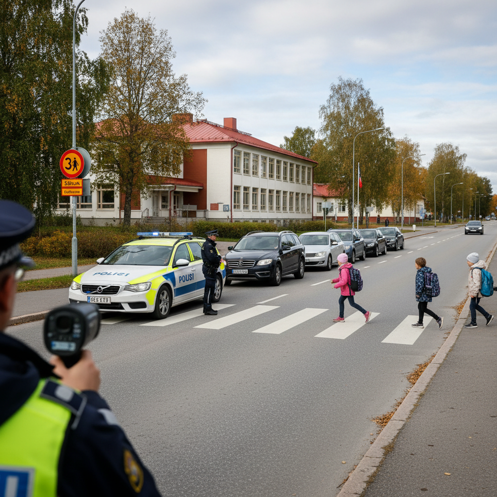 Poliisi valvoi tehostetusti koulutien turvallisuutta Sisä-Suomessa