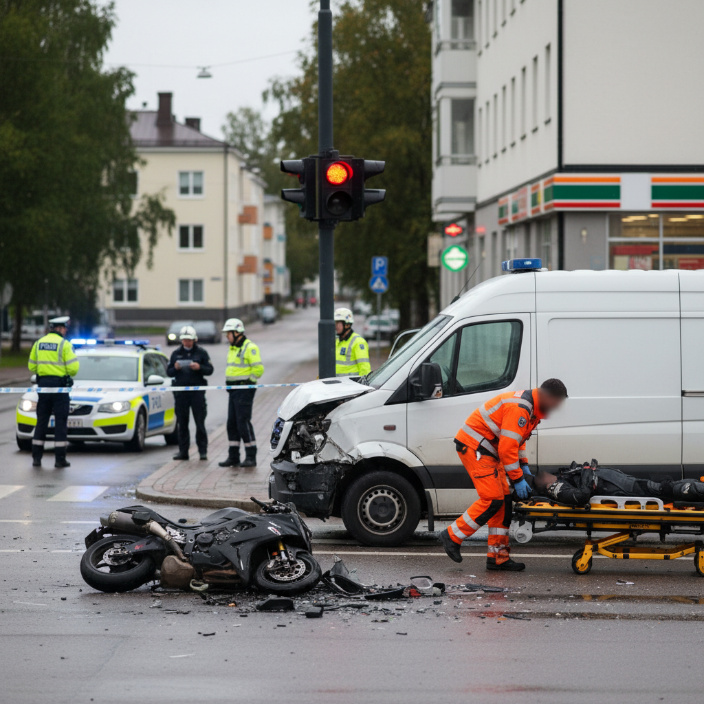 Poliisia paennut motoristi loukkaantui vakavasti Riihimäellä