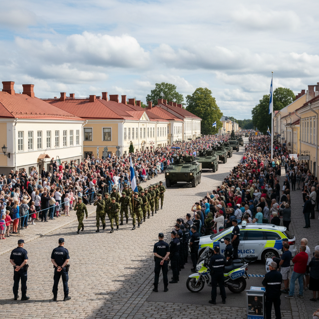 Puolustusvoimain lippujuhlan paraati kerää yleisöä Raaseporiin