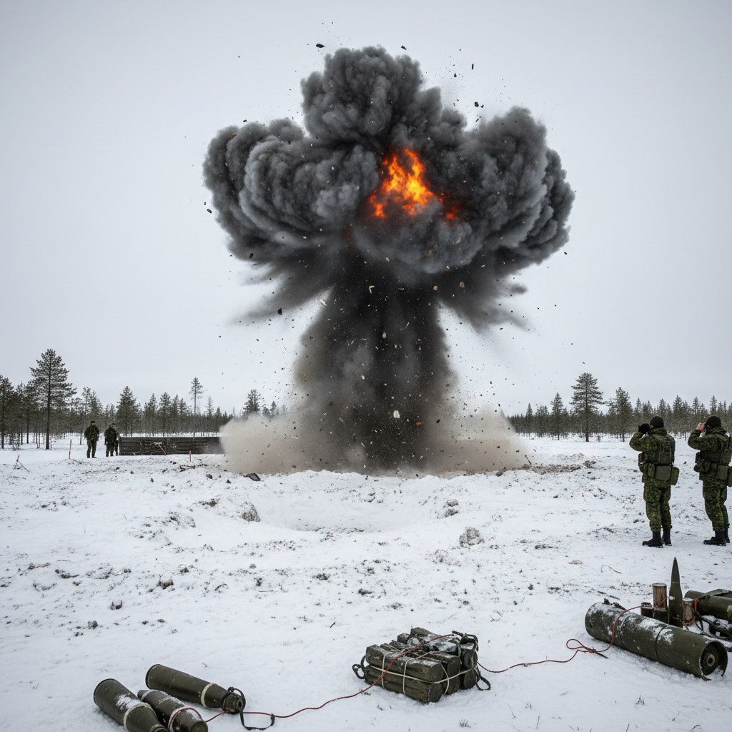 Puolustusvoimat hävittää vanhentuneita räjähteitä Kittilässä