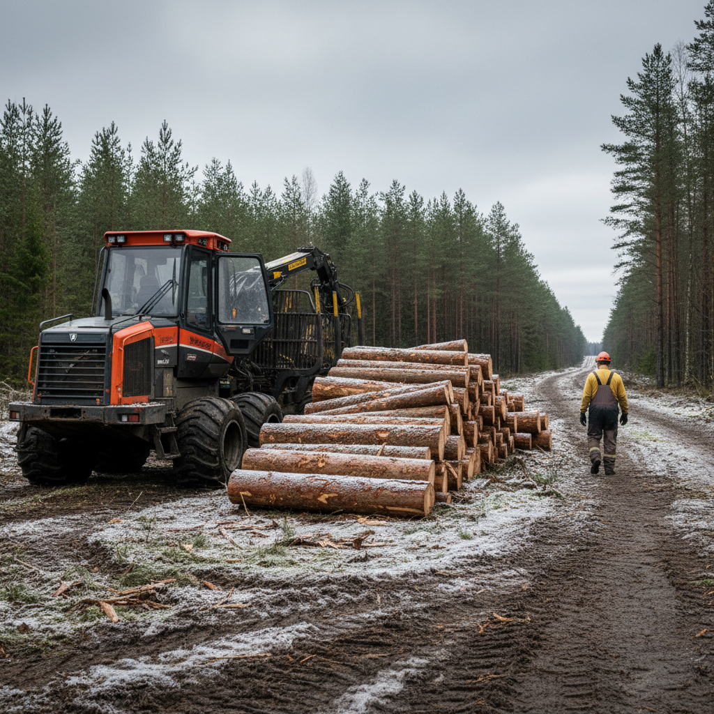 Puukaupan määrät laskivat neljänneksellä alkuvuonna