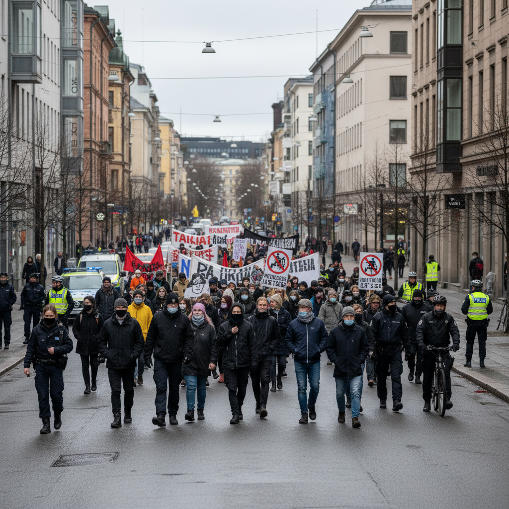 Satoja ihmisiä osallistui mielenosoitukseen Tampereella