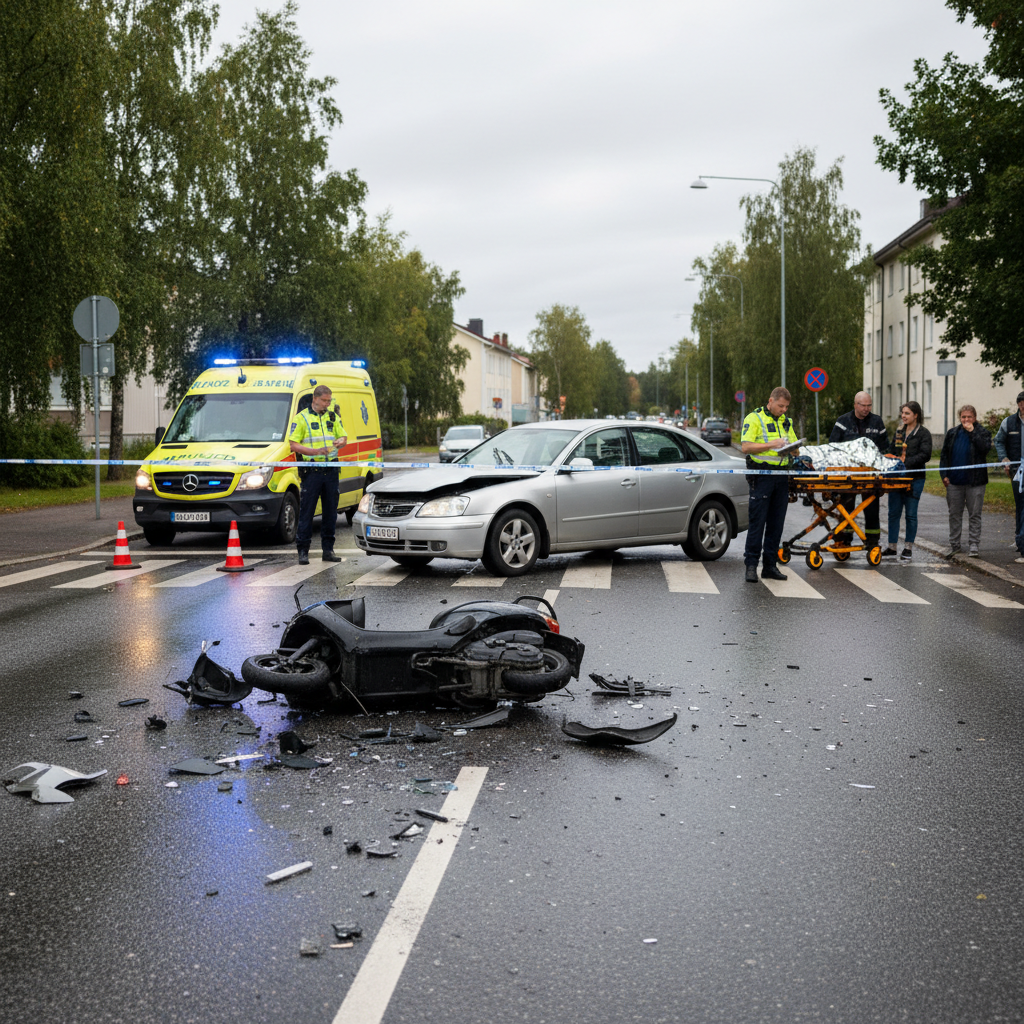 Skootterin kuljettaja loukkaantui vakavasti kolarissa Raumalla