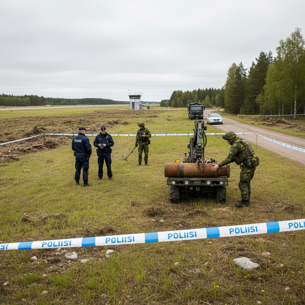 Sotilasräjähde raivattiin Kymin lentokentän läheisyydestä Kotkassa