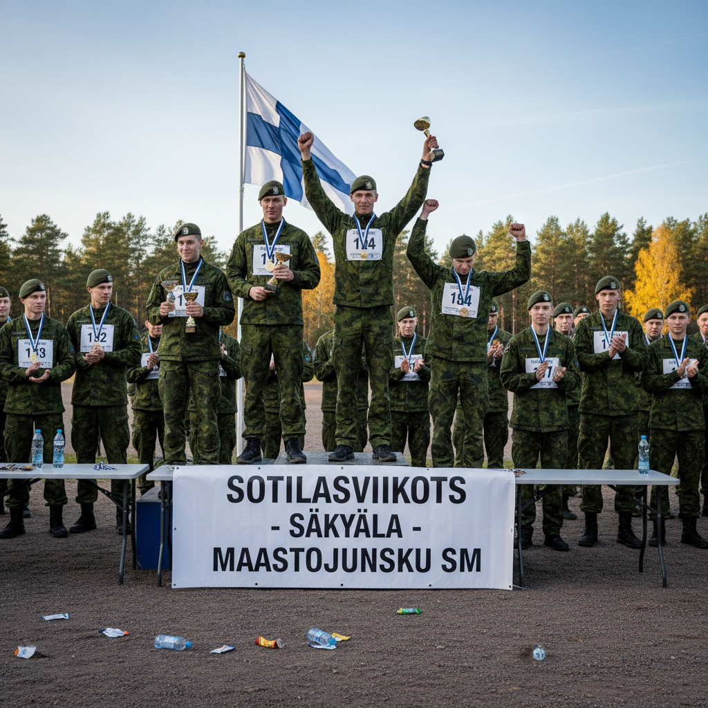 Sotilasviisiottelun ja maastojuoksun SM-mitalit jaettiin Säkylässä