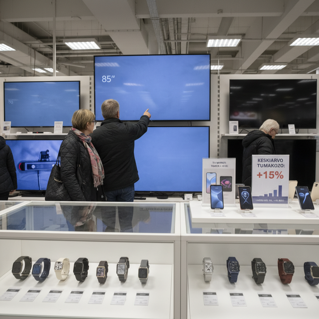 Suuret televisiot ja kellopuhelimet kasvattavat suosiotaan kodintekniikkakaupassa