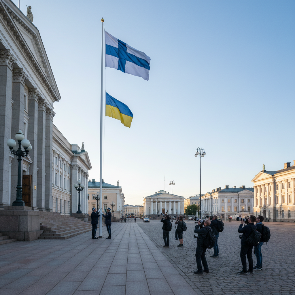Valtioneuvosto huomioi Ukrainan itsenäisyyspäivää juhlaliputuksella
