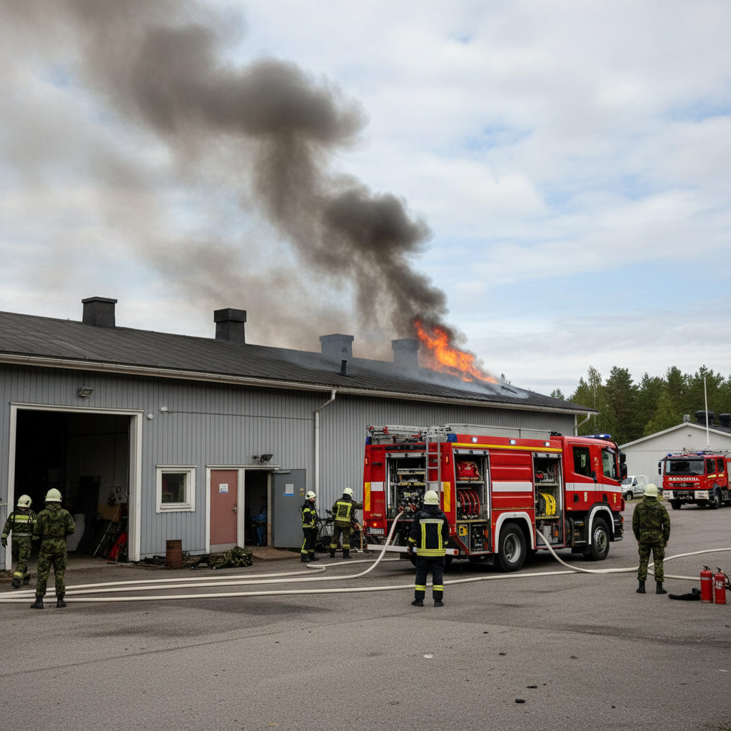 Varastorakennus syttyi palamaan Santahaminassa