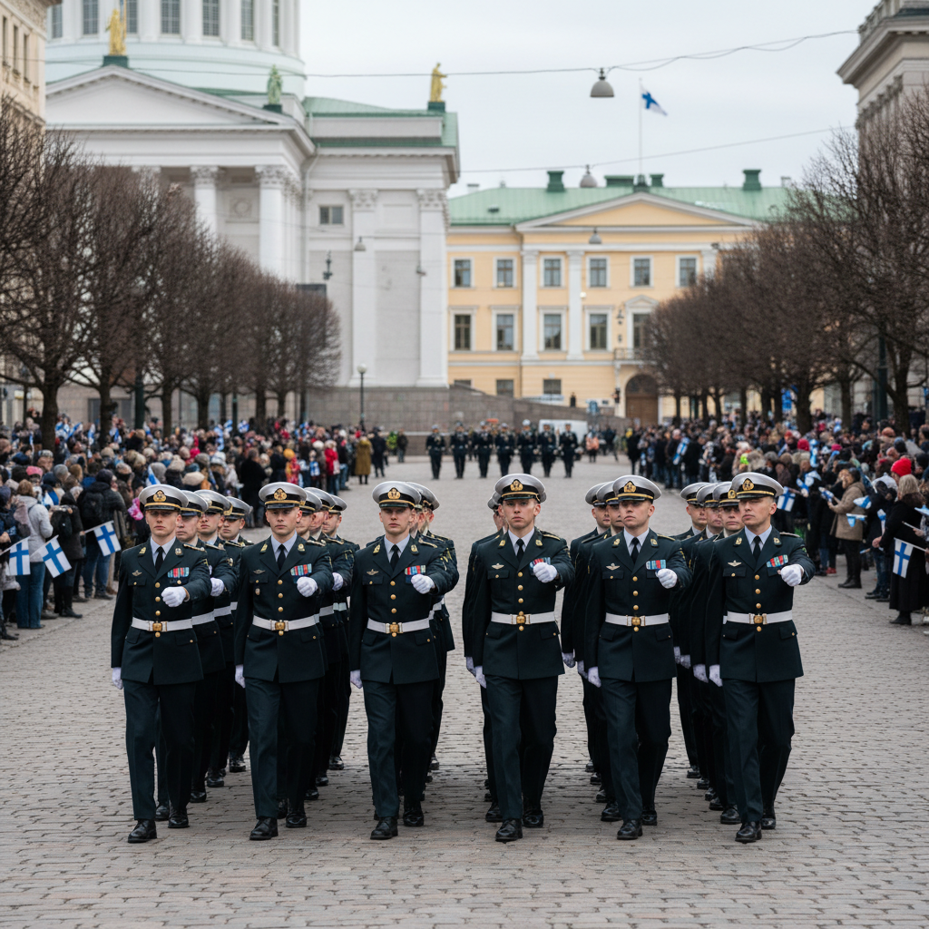 Yli 170 uutta upseeria valmistuu ja marssii Helsingin keskustassa